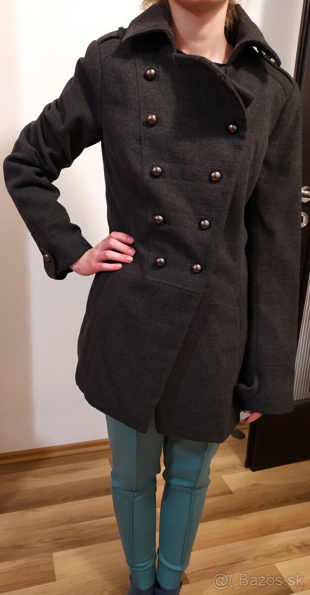 KRÁSNY ANTRACITOVÝ JESENNY/ZIMNÝ KABÁT č.40 ako nový - 5