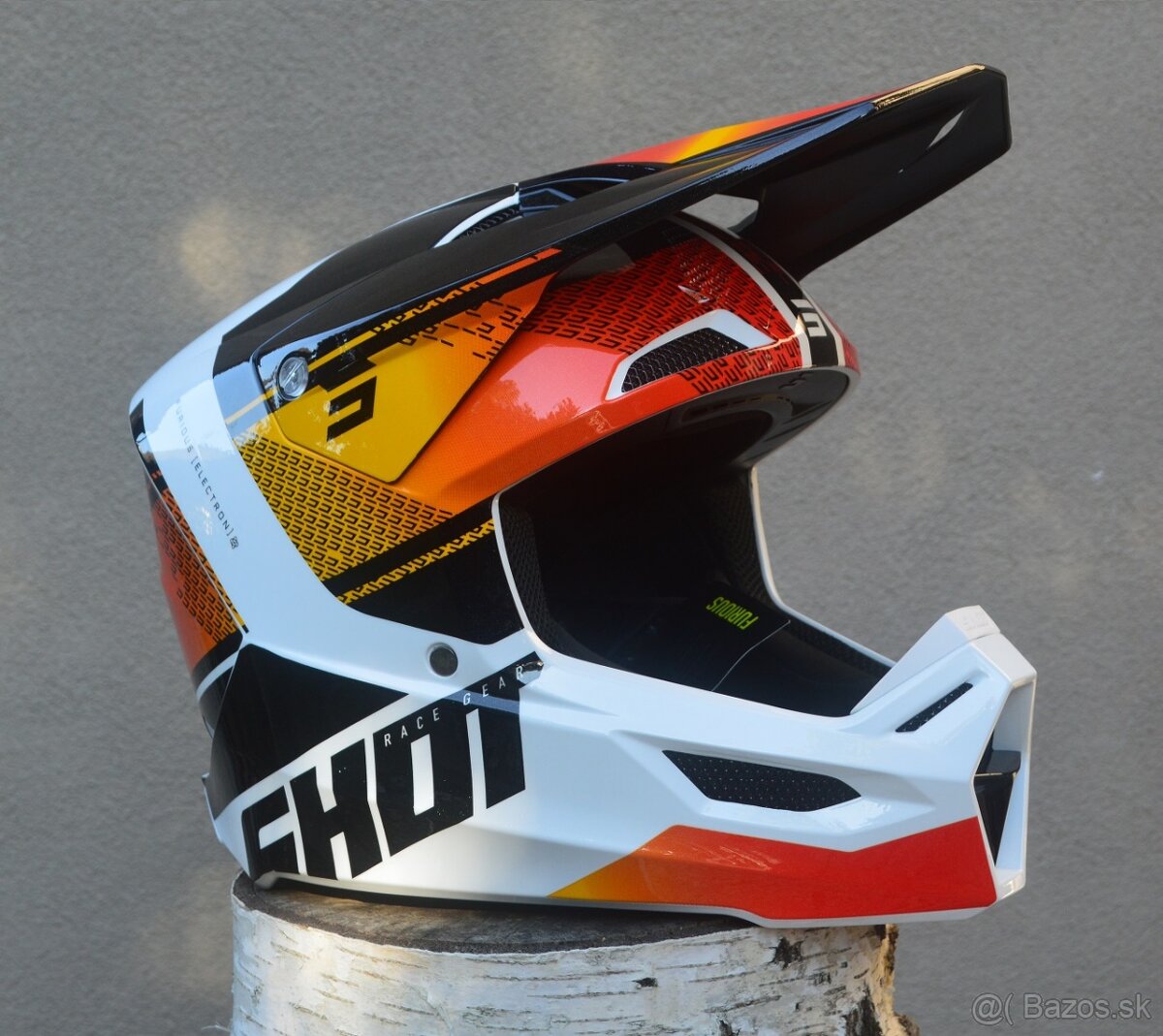 shot enduro biela oranžová červená helma prilba okuliare - 5