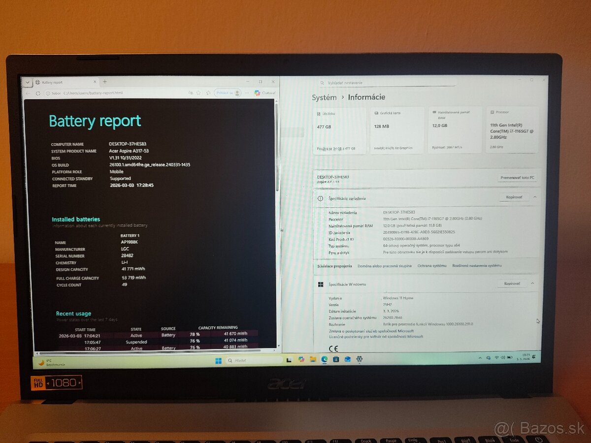 Acer A317-53 | Core i7 • 12GB RAM • 512GB SSD - 5