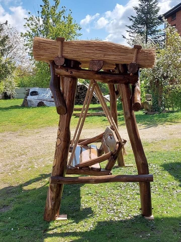 Drevená hojdačka. Dubová hojdačka. Záhradný nábytok. - 5