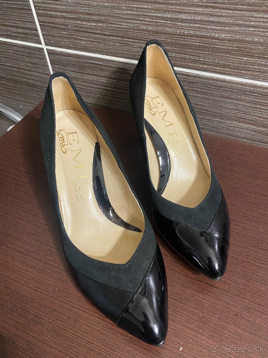Čierne kožené lodičky 36 - 5