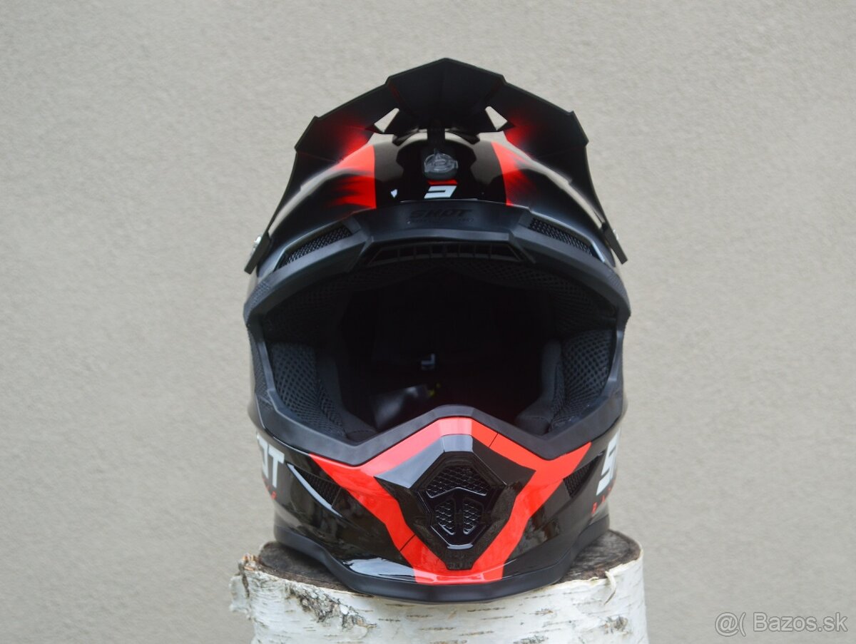 Predám shot čierno červená šedá prilba - 5