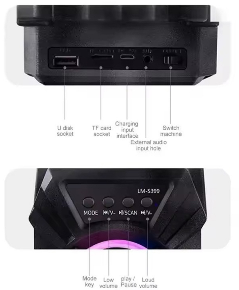 Bluetooth Párty box s USB a microSD - 5