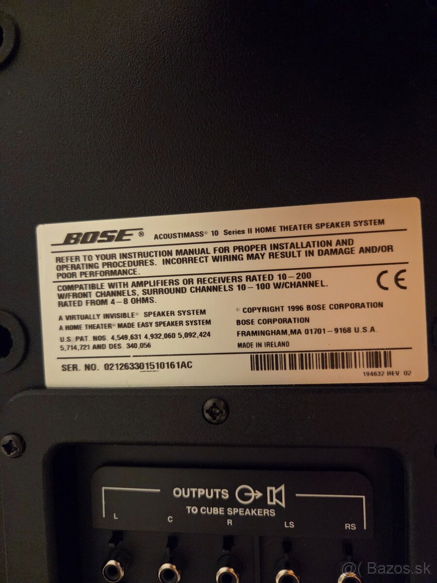 Predám pasívny subwoofer BOSE ACOUSTIMASS 10 - 5