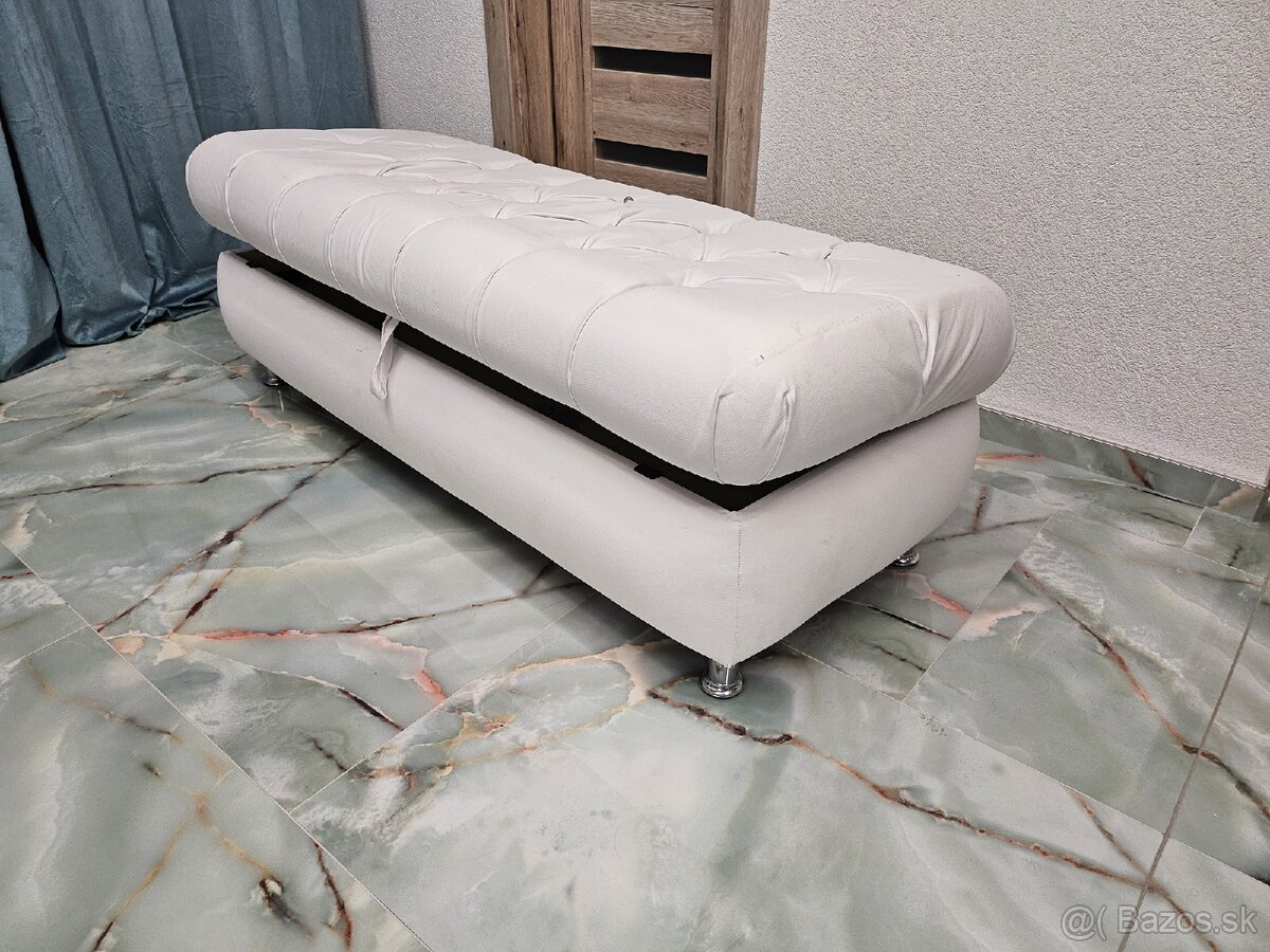 Elegantný biely taburet z koženky - 5