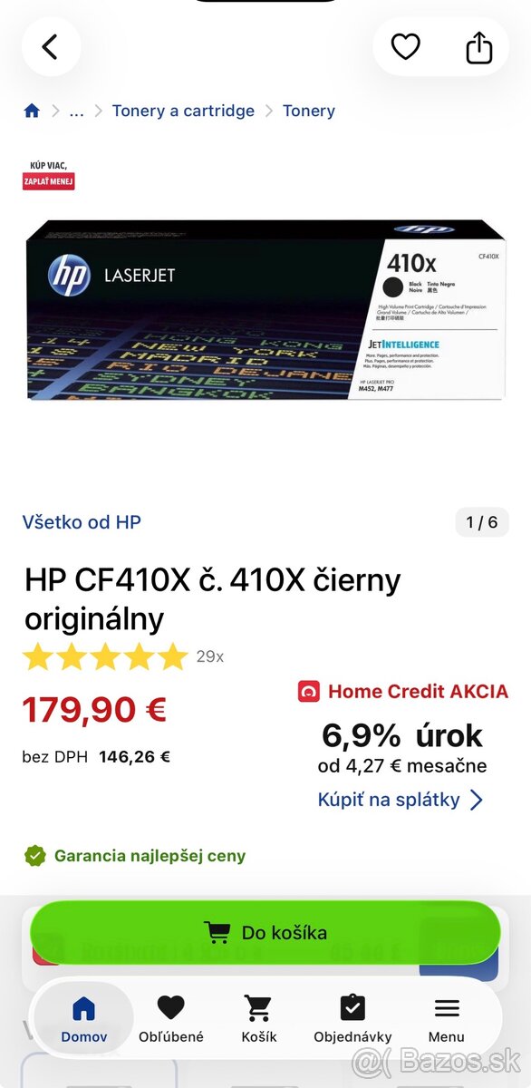 HP CF410X č. 410X čierny originálny - 5