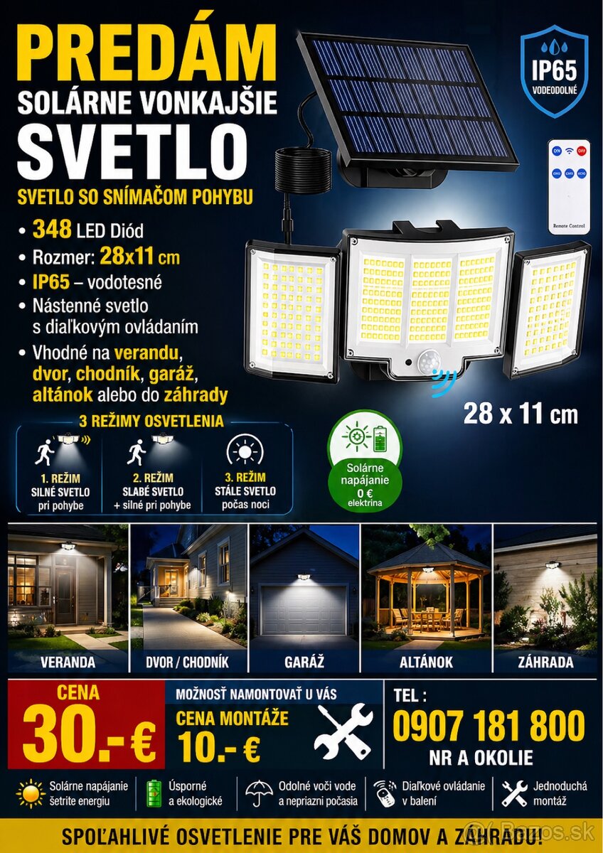 Solárne vonkajšie LED svetlo - 5