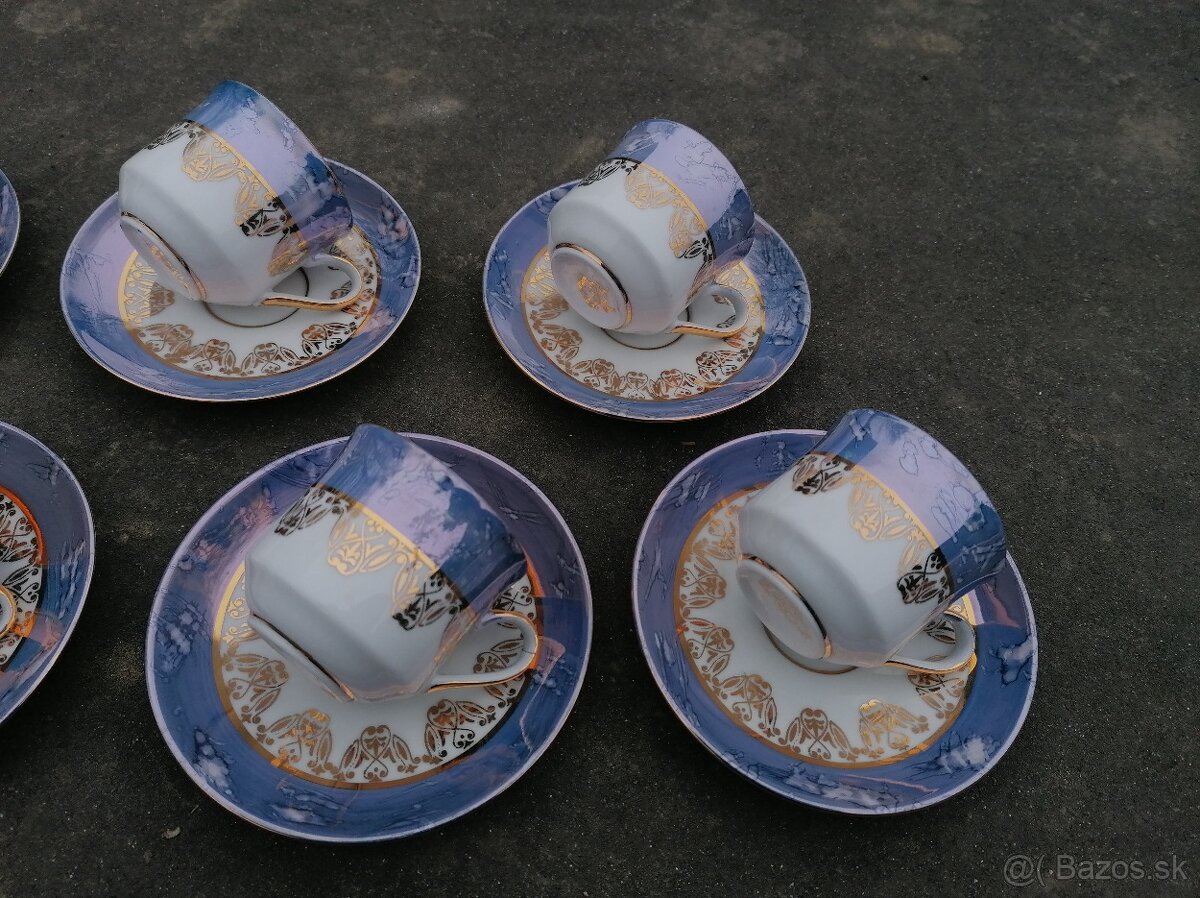 Predám zlato-modro-biela porcelánová sada - 5