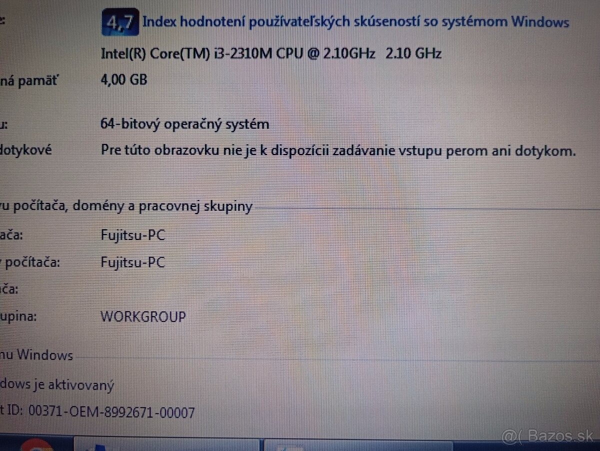 Fujitsu lifebook e751 + Intel core i3 + 4gb ram + RS232 - 5