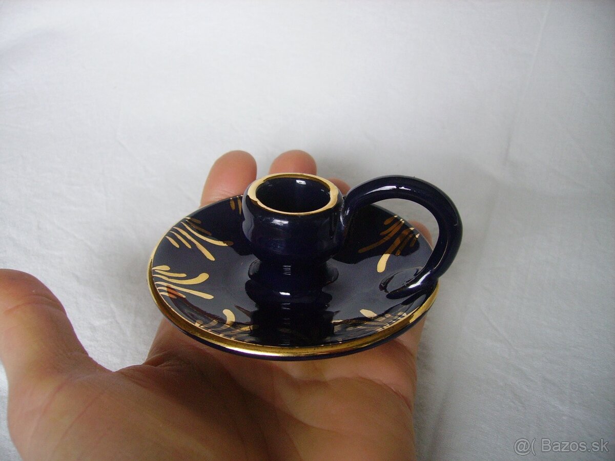 Keramický tmavomodrý svietnik - 5