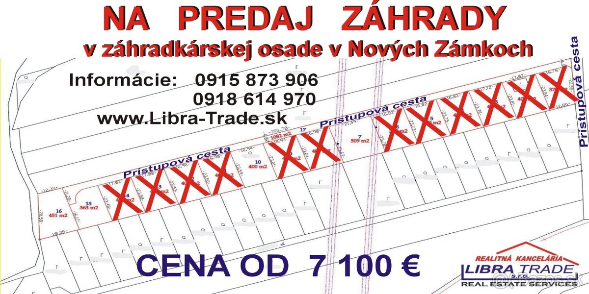 Záhrada na predaj v Nových Zámkoch. Posledný 1 pozemok - 5