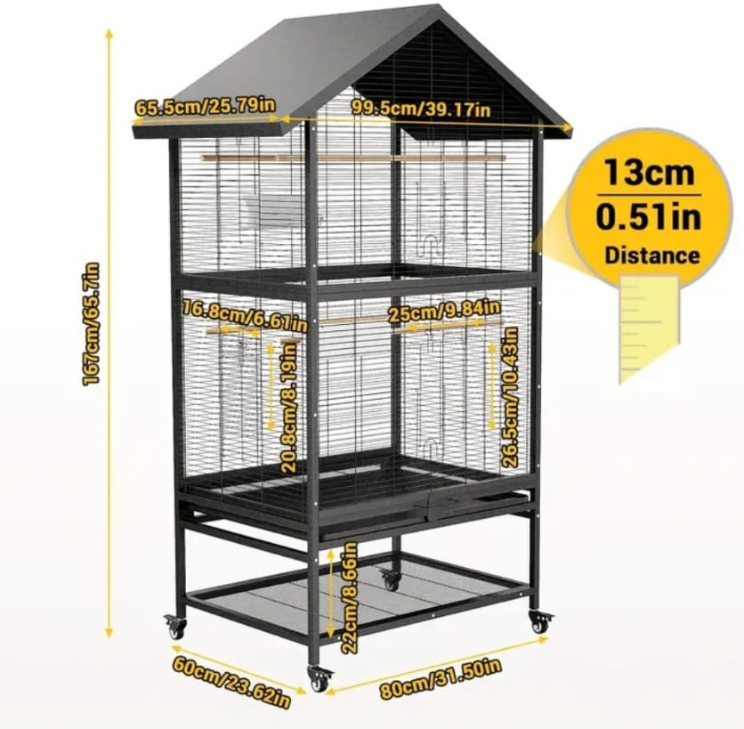 Klietka pre papagáje - vtáky, XL , veľká pevná oceľová - 5