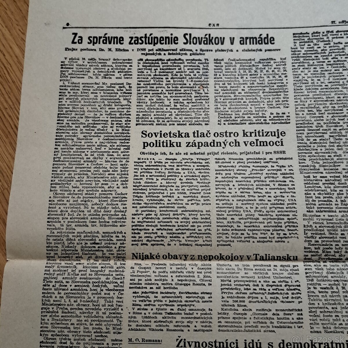 Originál povojnové noviny ČAS 1946 - 5