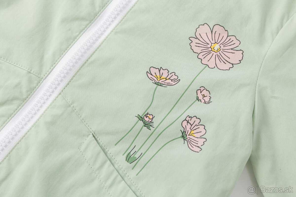 Dievčenská bunda – zelená s kvetinovým motívom - nová - 5