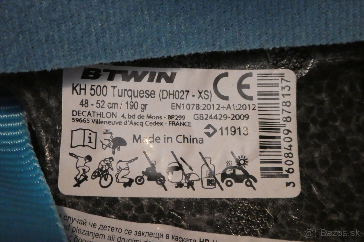 detská prilba bledomodrá 48-52 cm - 5