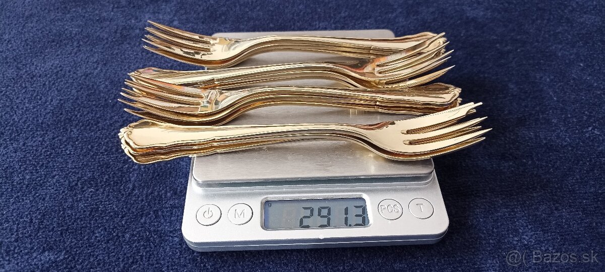 Investičné striebro–zlaté dezertné vidličky–Nemecko-145,5g - 5