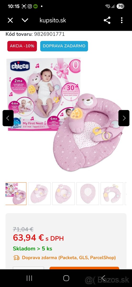 CHICCO Moje prvé hniezdo / vankúš na bruško - 5