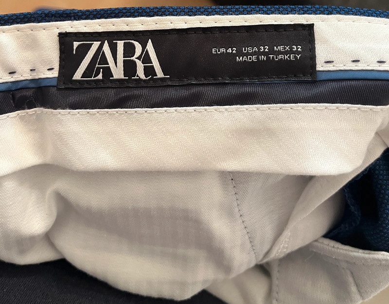 Modré oblekové nohavice - Zara - 5