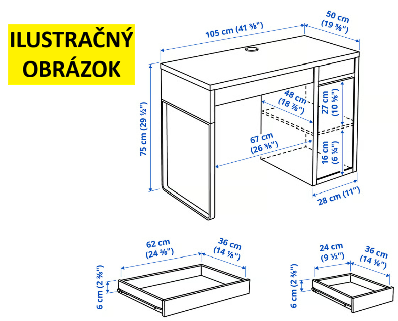 Pracovný stôl MICKE, biely - 5