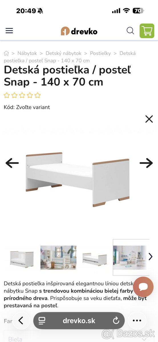 Detská postieľka/posteľ Snap - 140x70 cm - 5