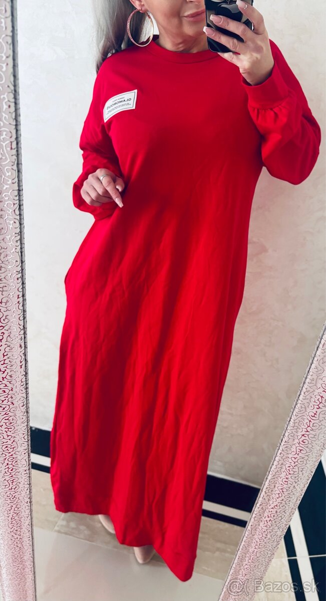 Mega bavlnene maxi šaty red - 5