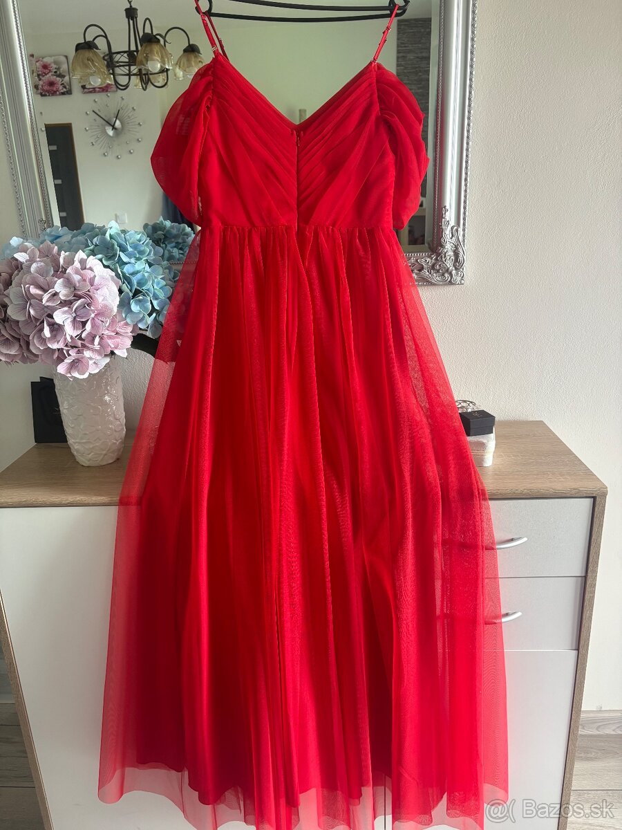 Červené spoločenské šaty 38/M - 5