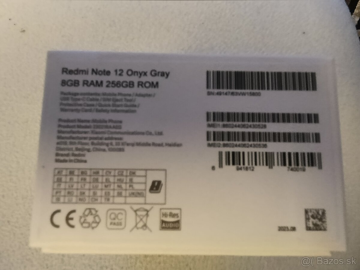 Xiaomi redmi note 12. 8GB / 256GB - 5