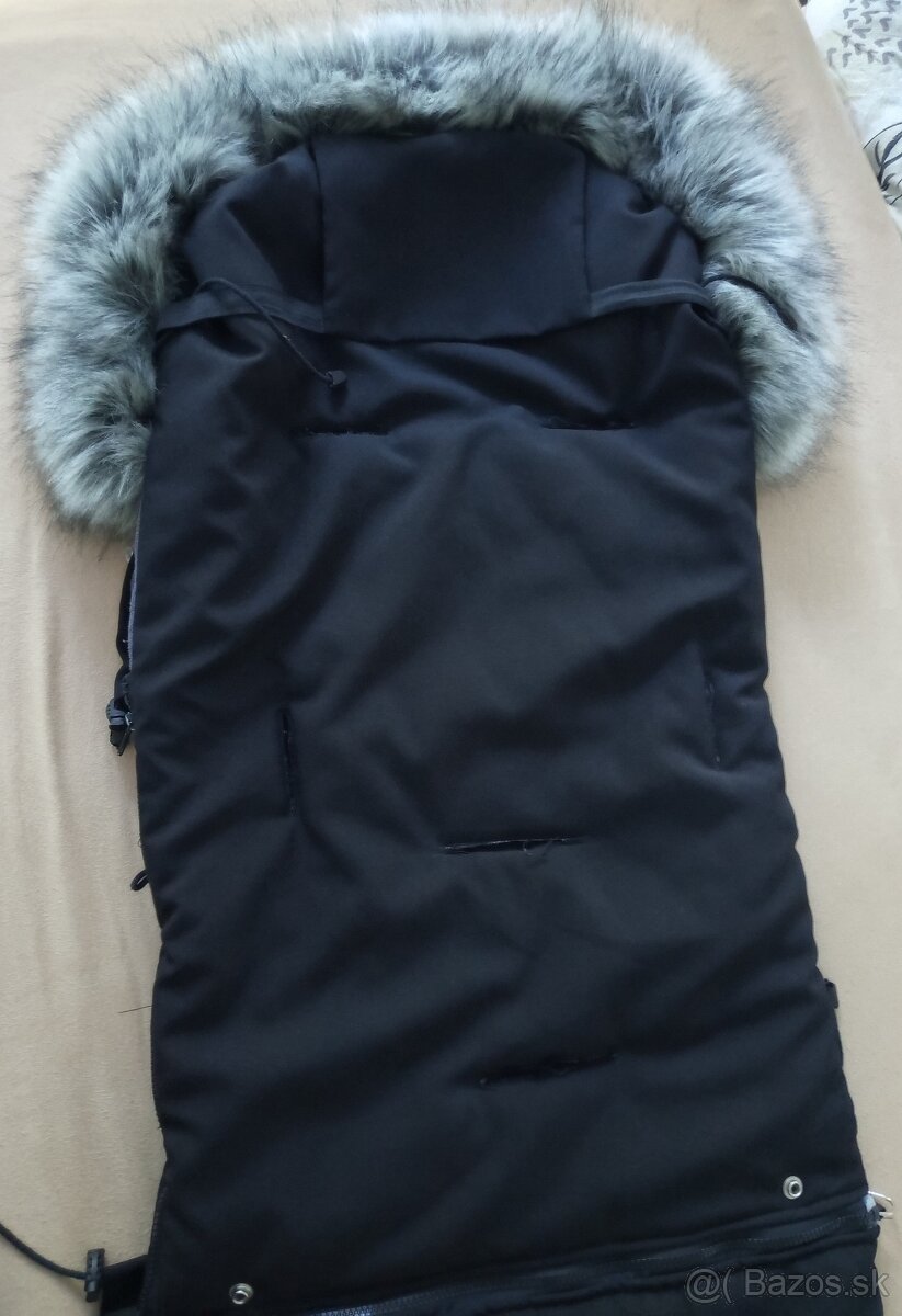 Oteplený fusak čierny s kožušinou - 5