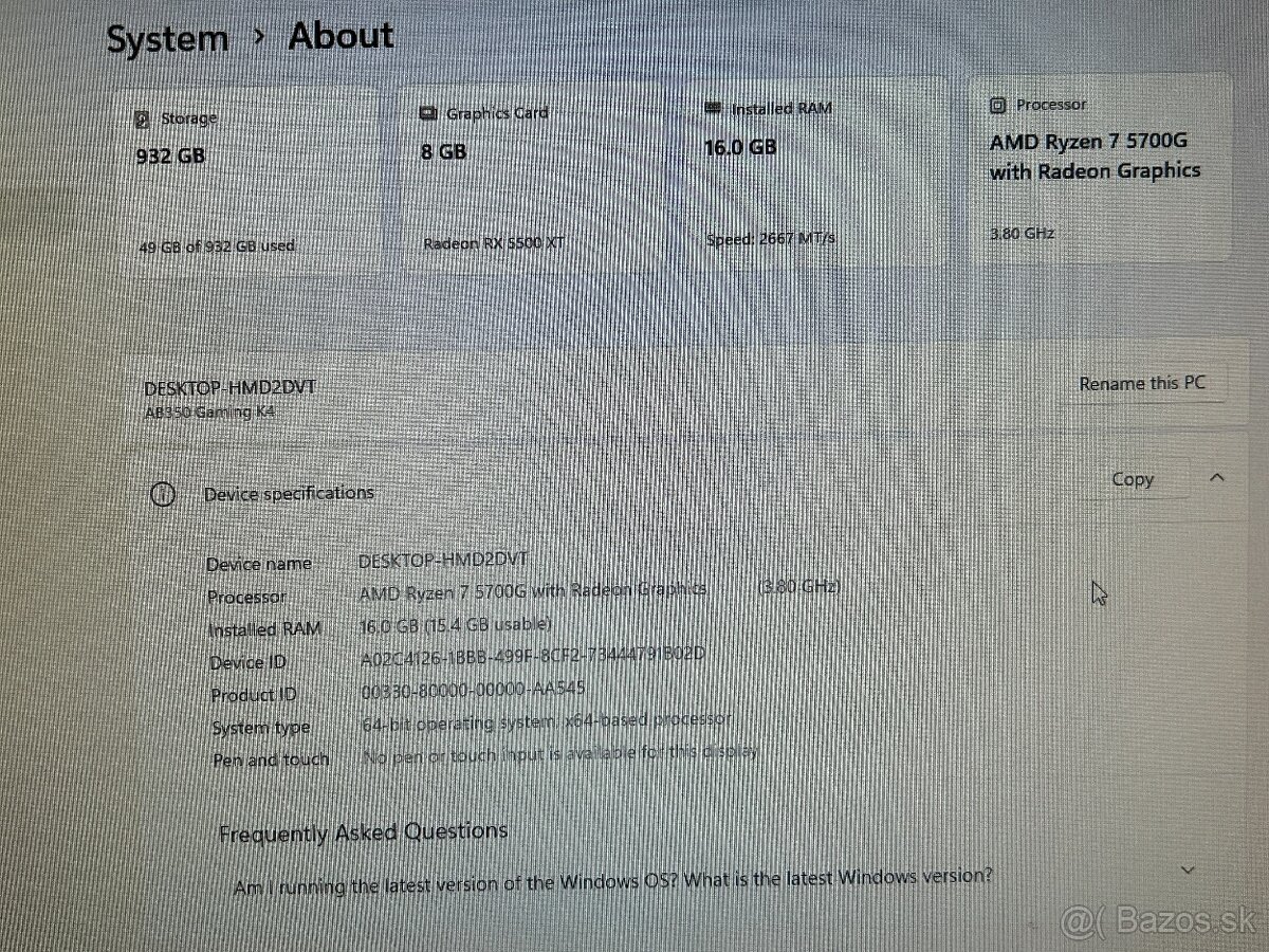 HERNÝ PC - RYZEN 7, 16GB RAM, 1TB SSD, RX5500XT - 5