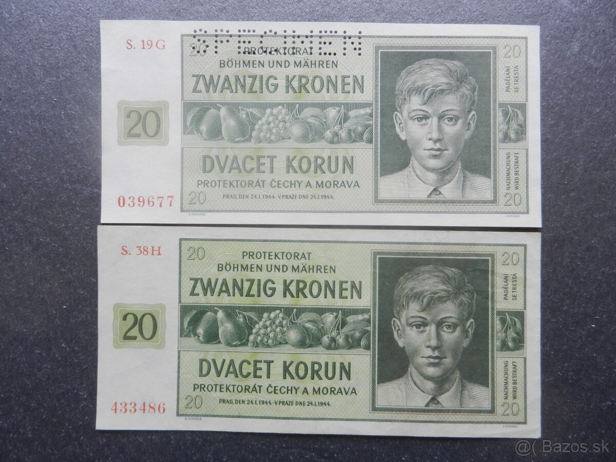 Bankovky Protektorát perforované a neperforované - 5