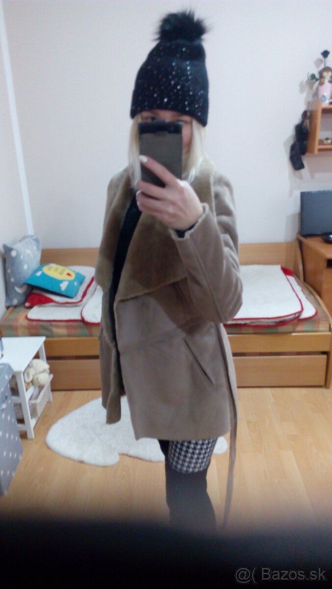 Dámsky kabát jelenicový hnedý S-M - 5