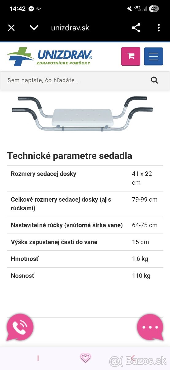 Závesné sedadlo do vane - 5
