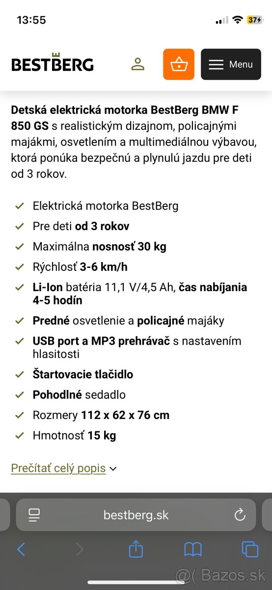 Elektrická motorka BMW pre deti - 5