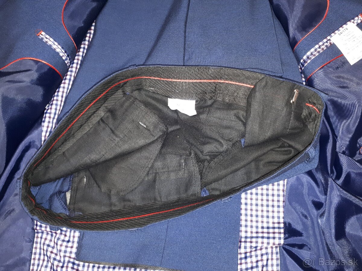 Pánsky modrý slim oblek - 5