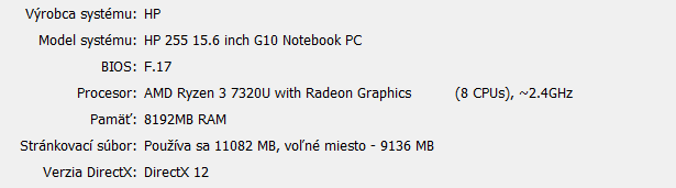 Predám HP 255 G10 – 15,6" Full HD, Ryzen 3, 8 GB RAM, 512 G - 5