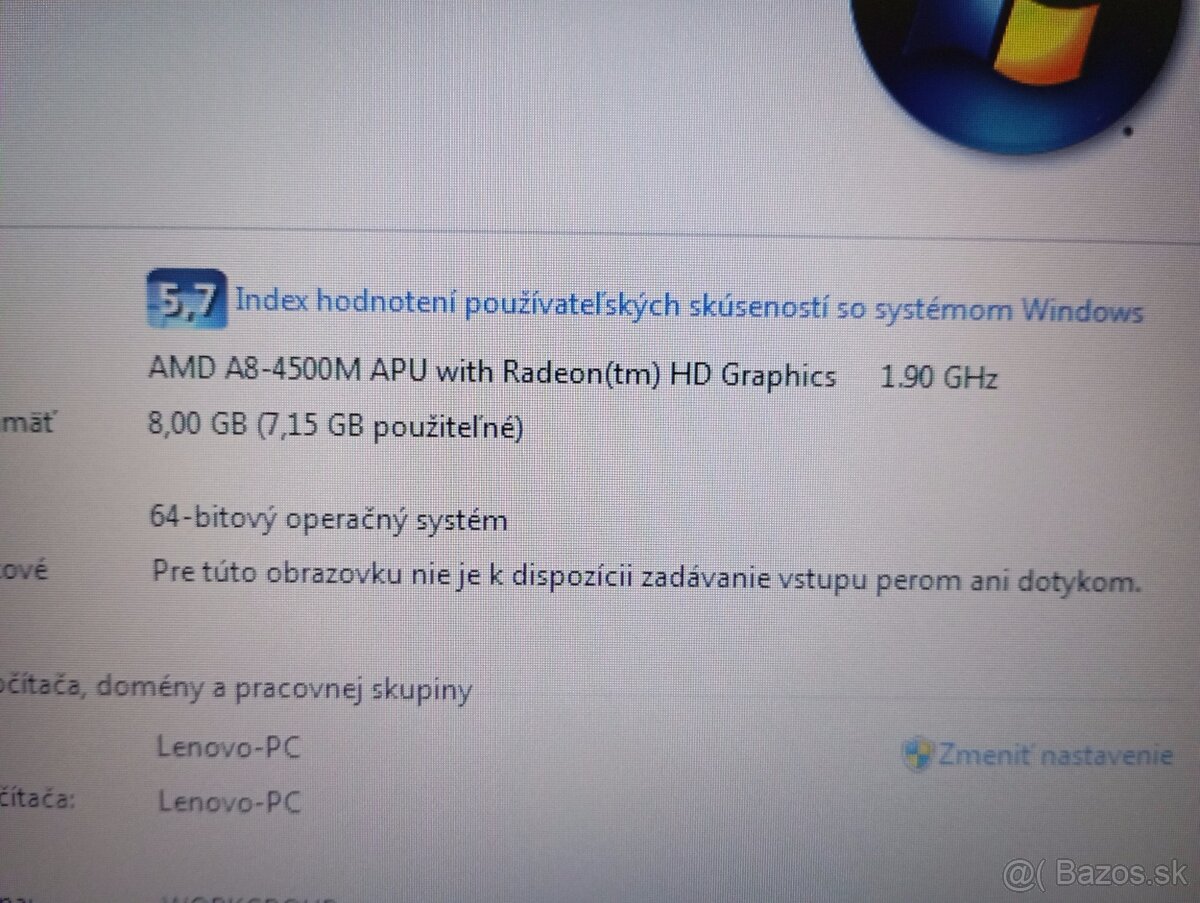 Lenovo Thinkpad E545 + AMD A8 4500M + 8gb ram + Win7 - 5