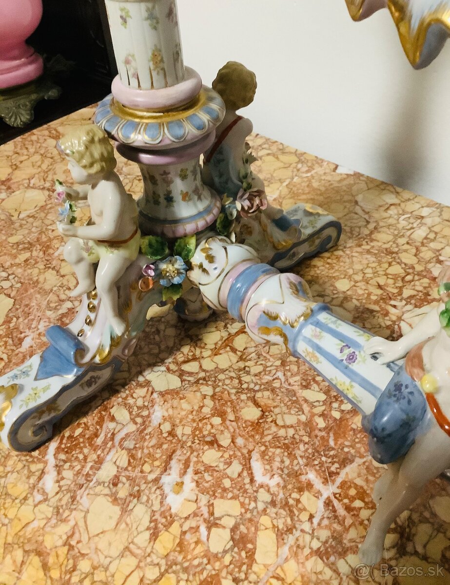 Staré porcelánové stolní zrcadlo Německo - 5