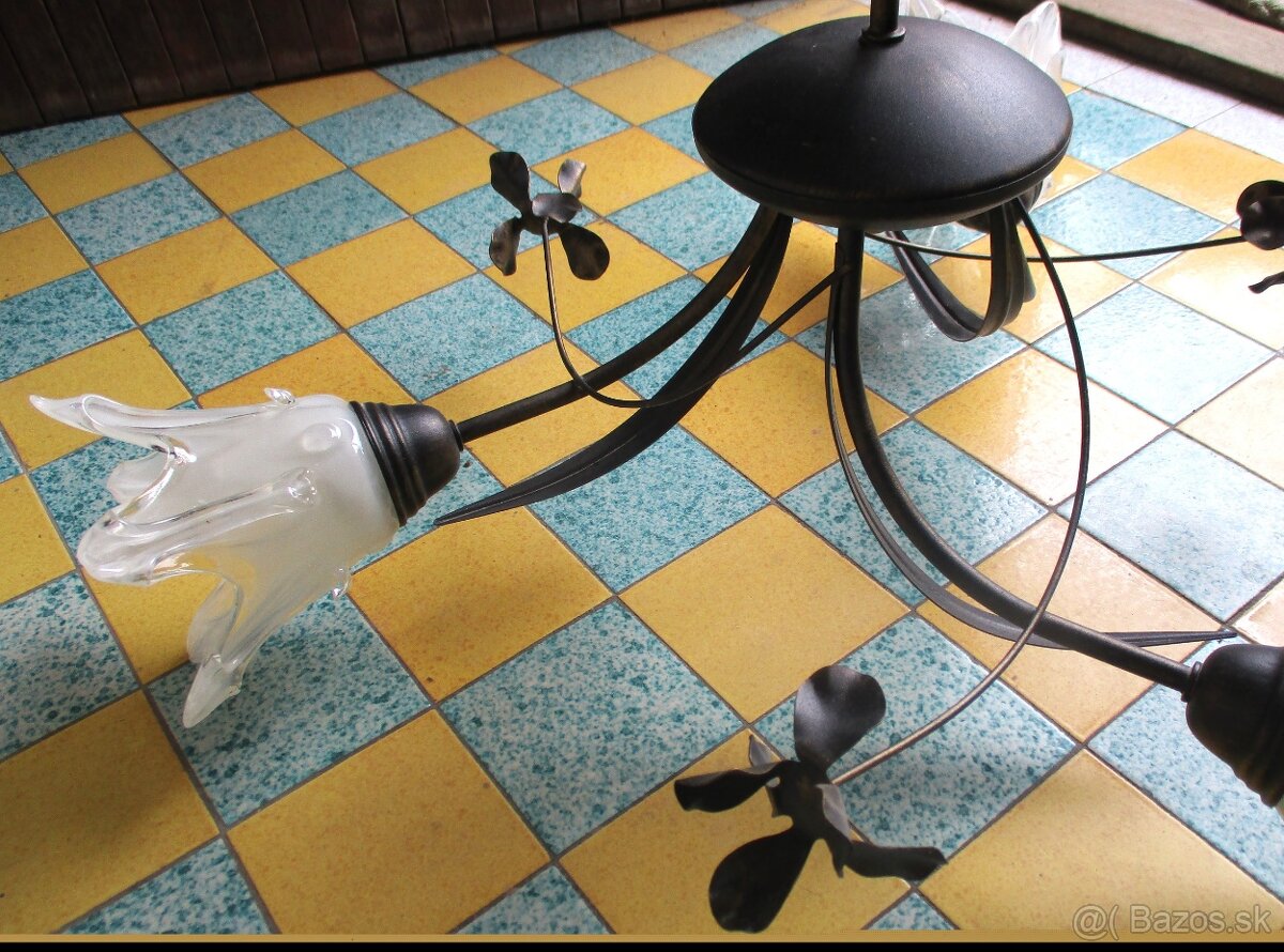 starožitný trojlampový luster - 5