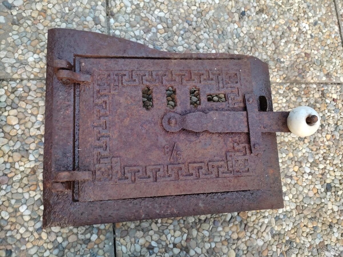 Starožitné dvierka na kachle znacene - 5