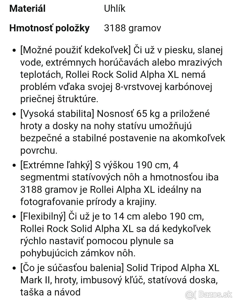 Mohutný carbon statív Rollei s hlavou: nosnosť 65kg - 5