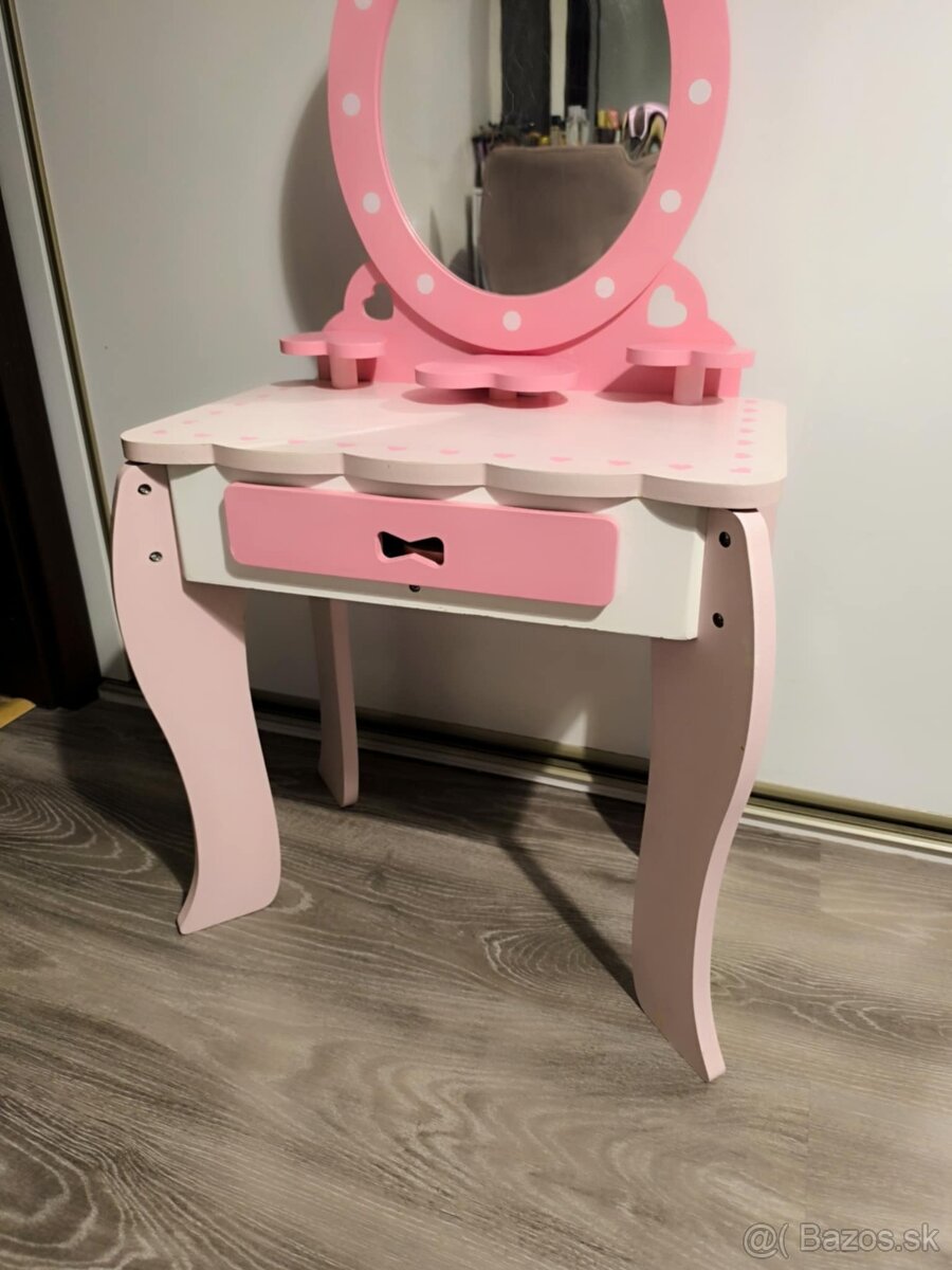 Detský kozmetický stolík,drevené malovatka zdarma k stoliku - 5