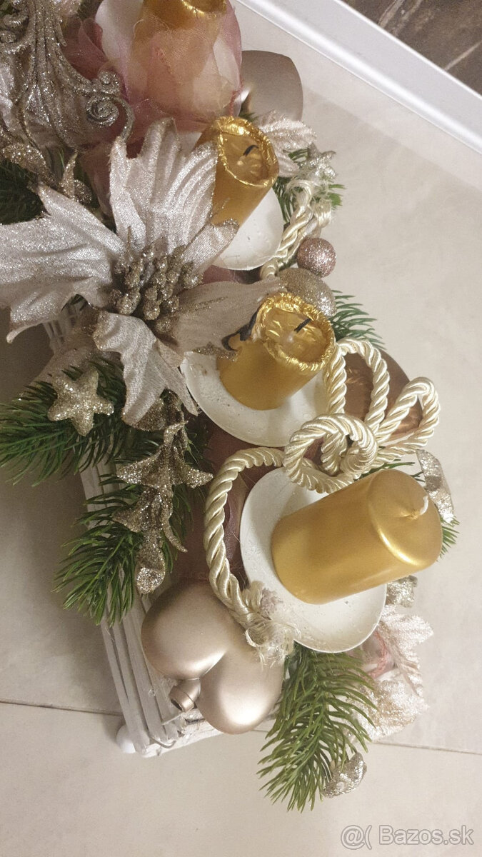 adventný vianočný sviatočný veniec + ozdobné hviezdy z dr - 5