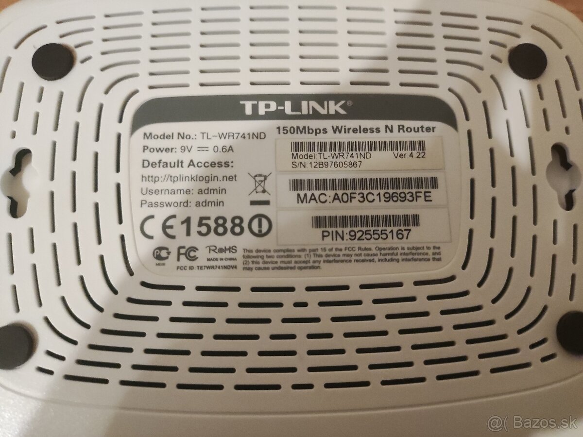 TP-Link WiFi router 2.4 GHz, 4x LAN - 5