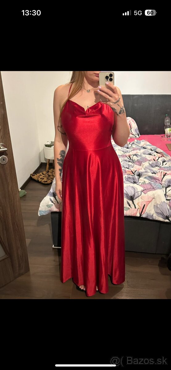 Spoločenské saténové šaty - 5