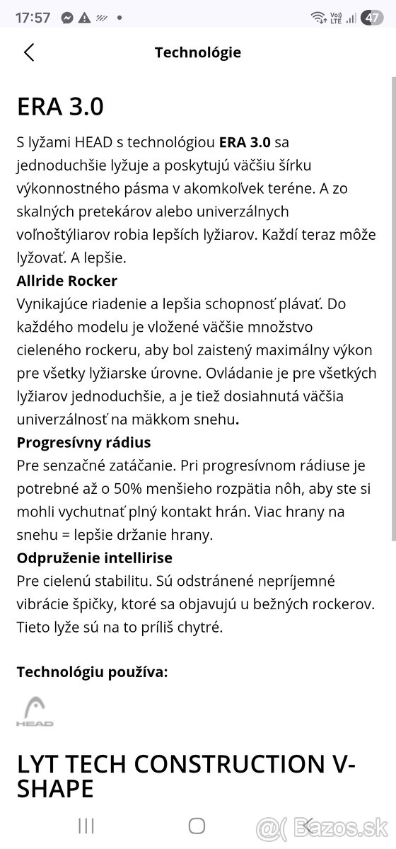 Lyže Head Shape V3 149cm top stav - 5