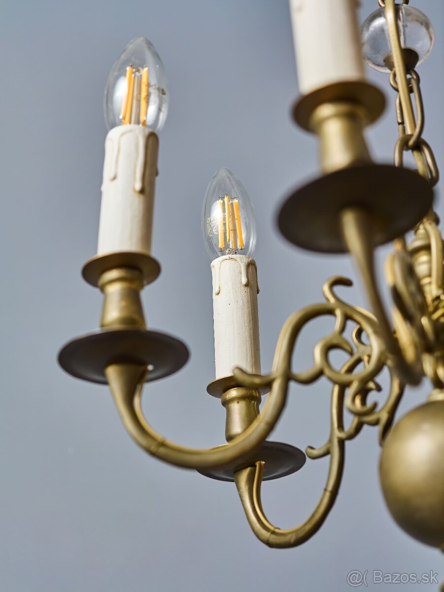 Starožitný šesťramenný bronzový luster - 5