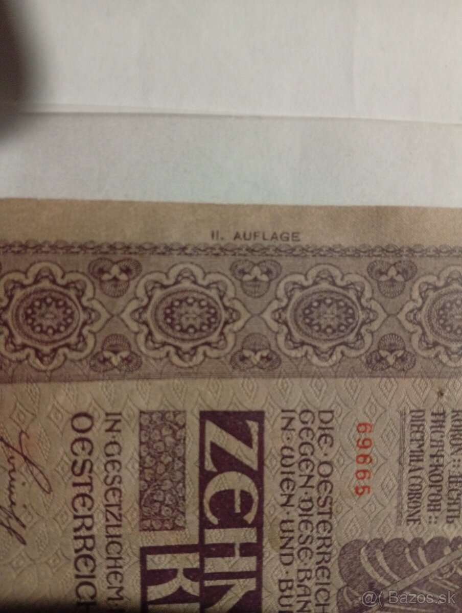 Predám vzácnu 10000 Korona 1918 seria2 - 5