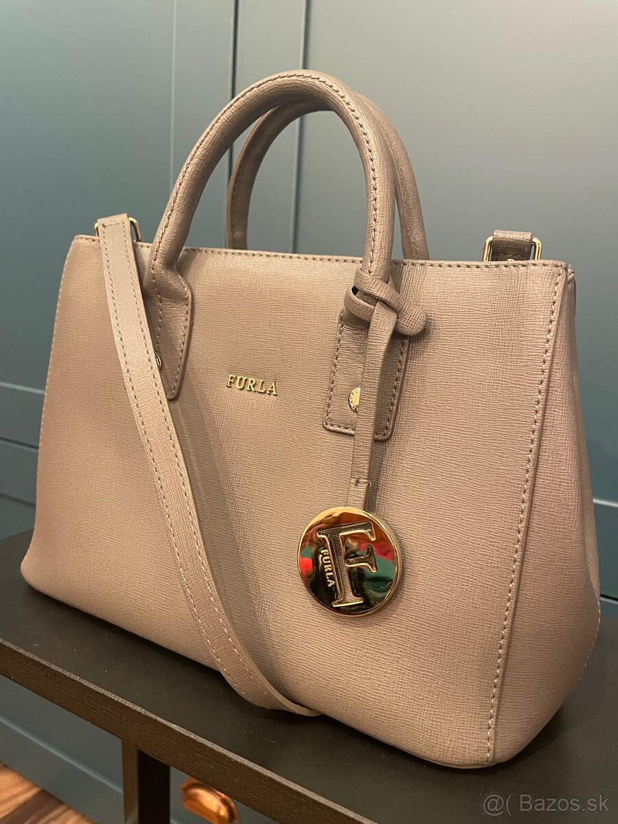 Sivá kožená kabelka Furla - 5