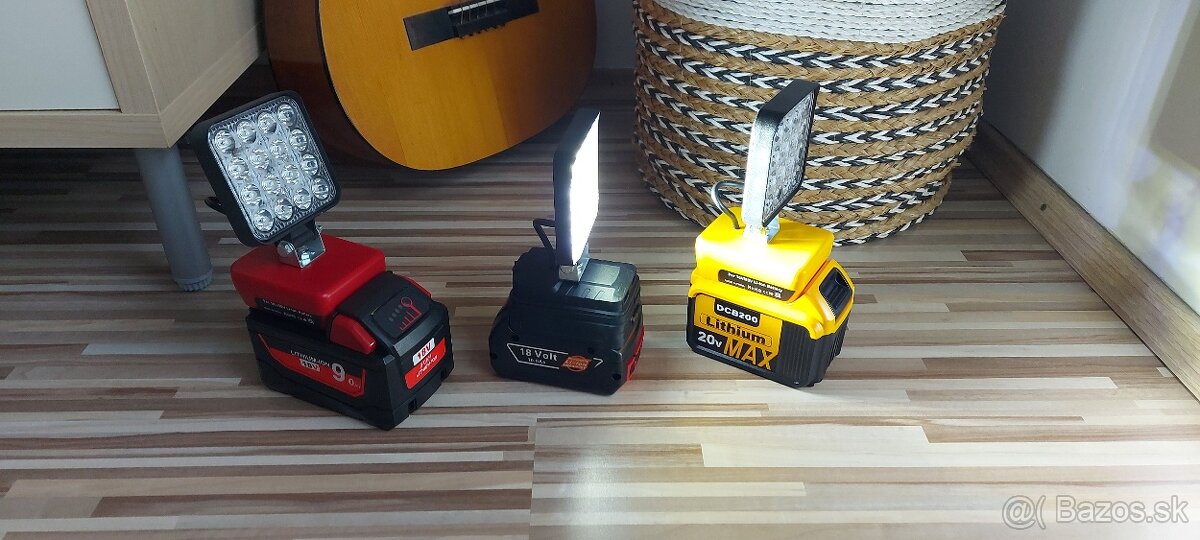 Svietidlo Aku DeWALT+Milwaake+Bosch18V+2xUSB s nabíjaním USB - 5