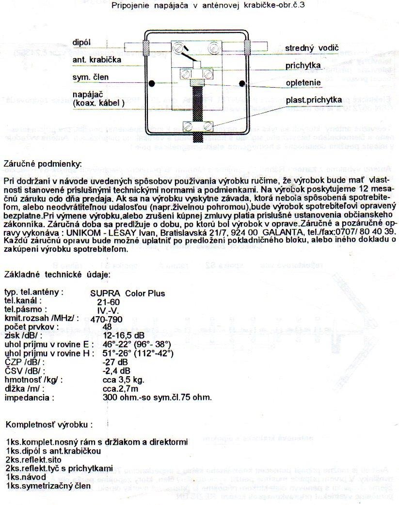Anténa SUPRA COLOR PLUS K21-60 . - 5